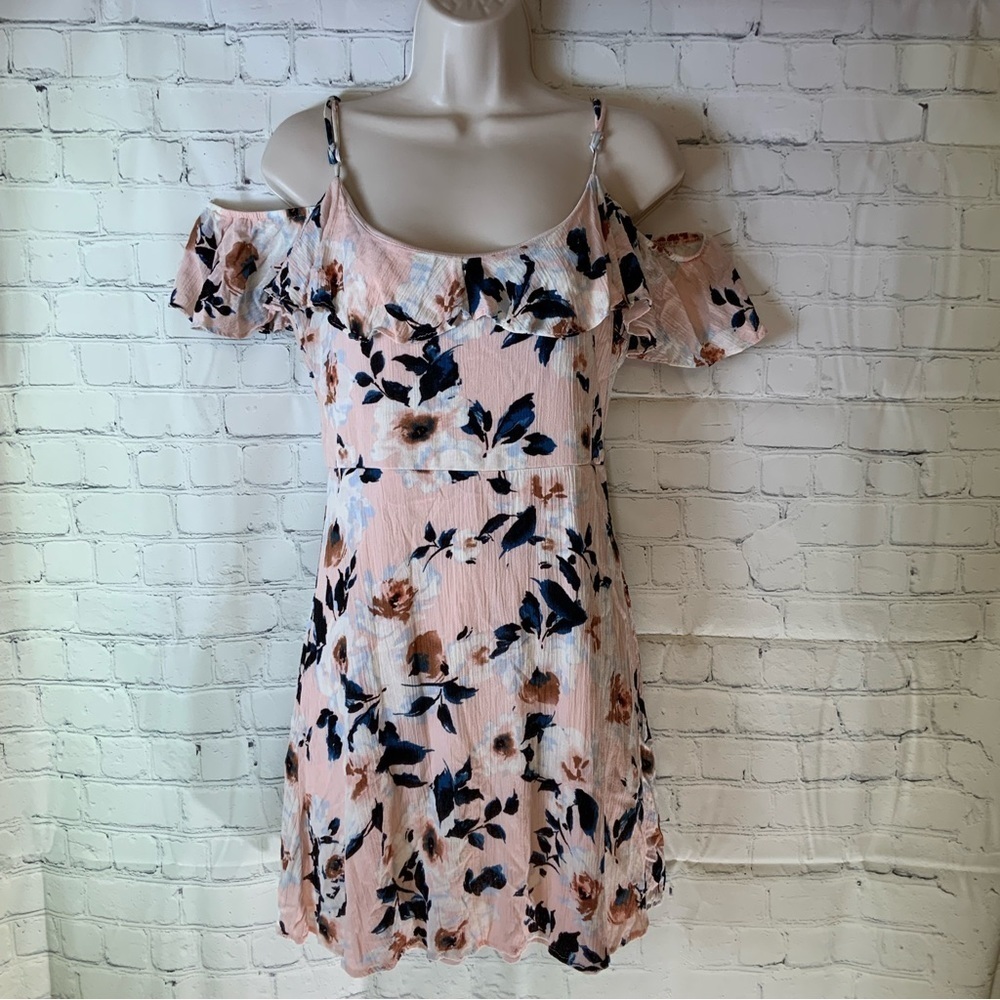 Gypsies & Moondust Floral Off-Shoulder Dress - Pink and Black